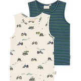 Petit Piao Eggnog Tractor Aop Ppstar Boys Undershirt 2-Pack