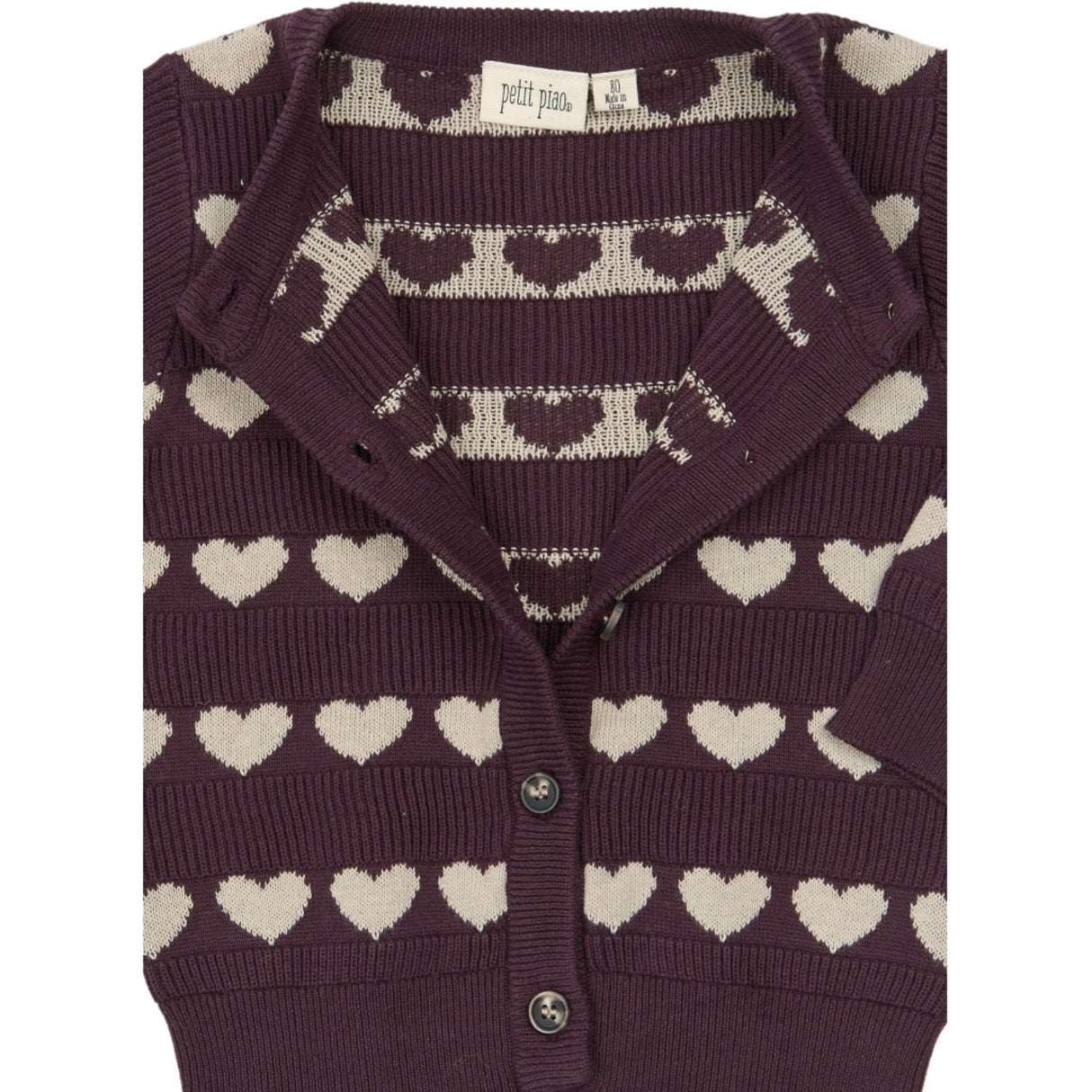 Petit Piao Huckleberry Heart Aop Ppelia Knit Cardigan