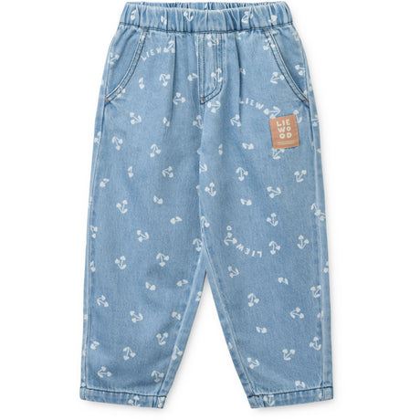 LIEWOOD Cherry Heart Sandy / Denim Borris Light Denim Printed Pants