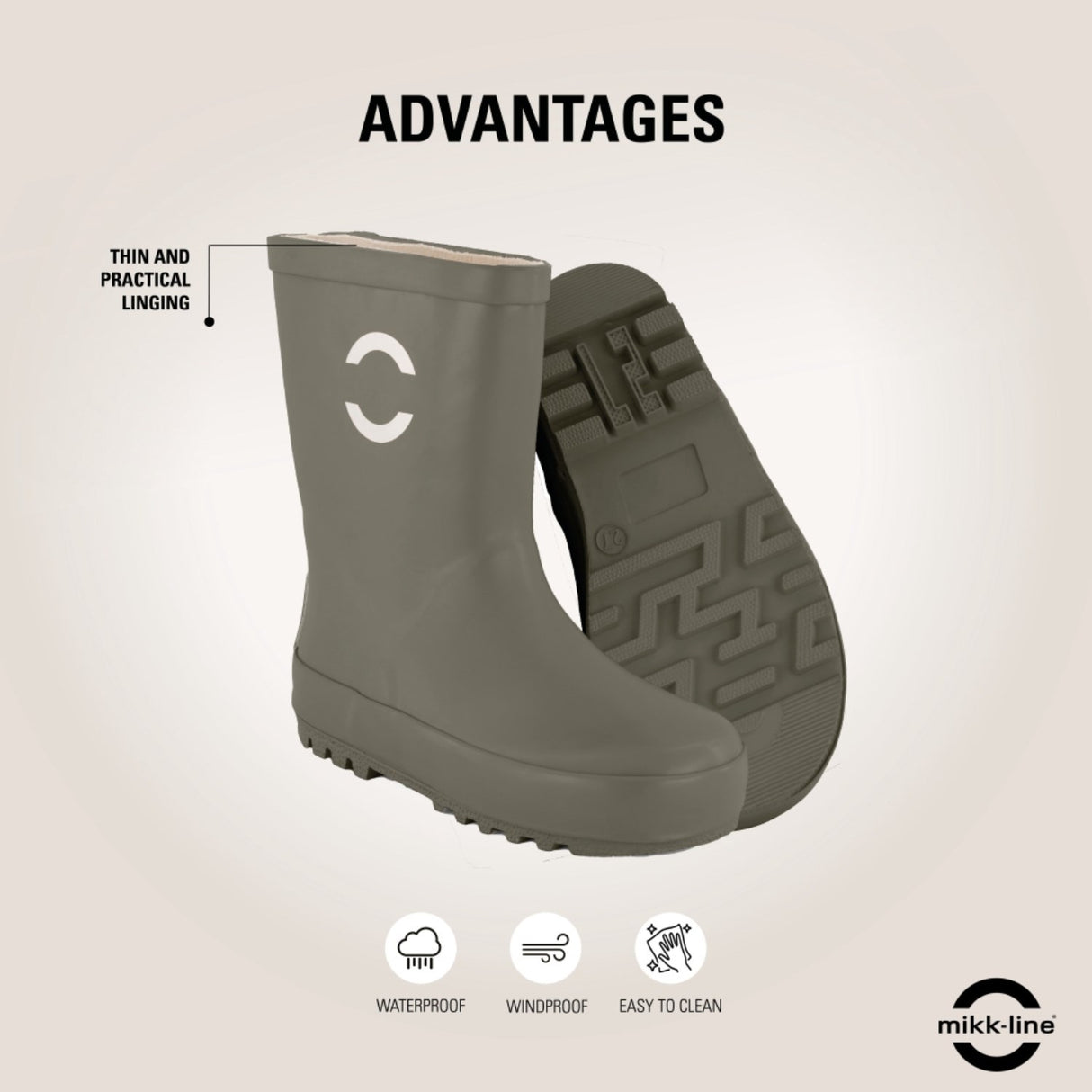Mikk-Line Dusty Olive Wellies Solid