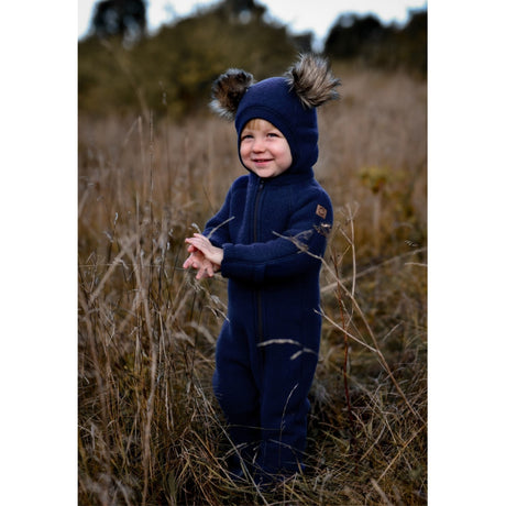 Mikk-Line Wool Balaclava with Pom Pom Blue Nights