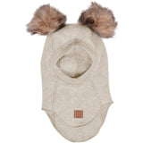 Mikk-Line Wool Balaclava with Pom Pom Melange Offwhite