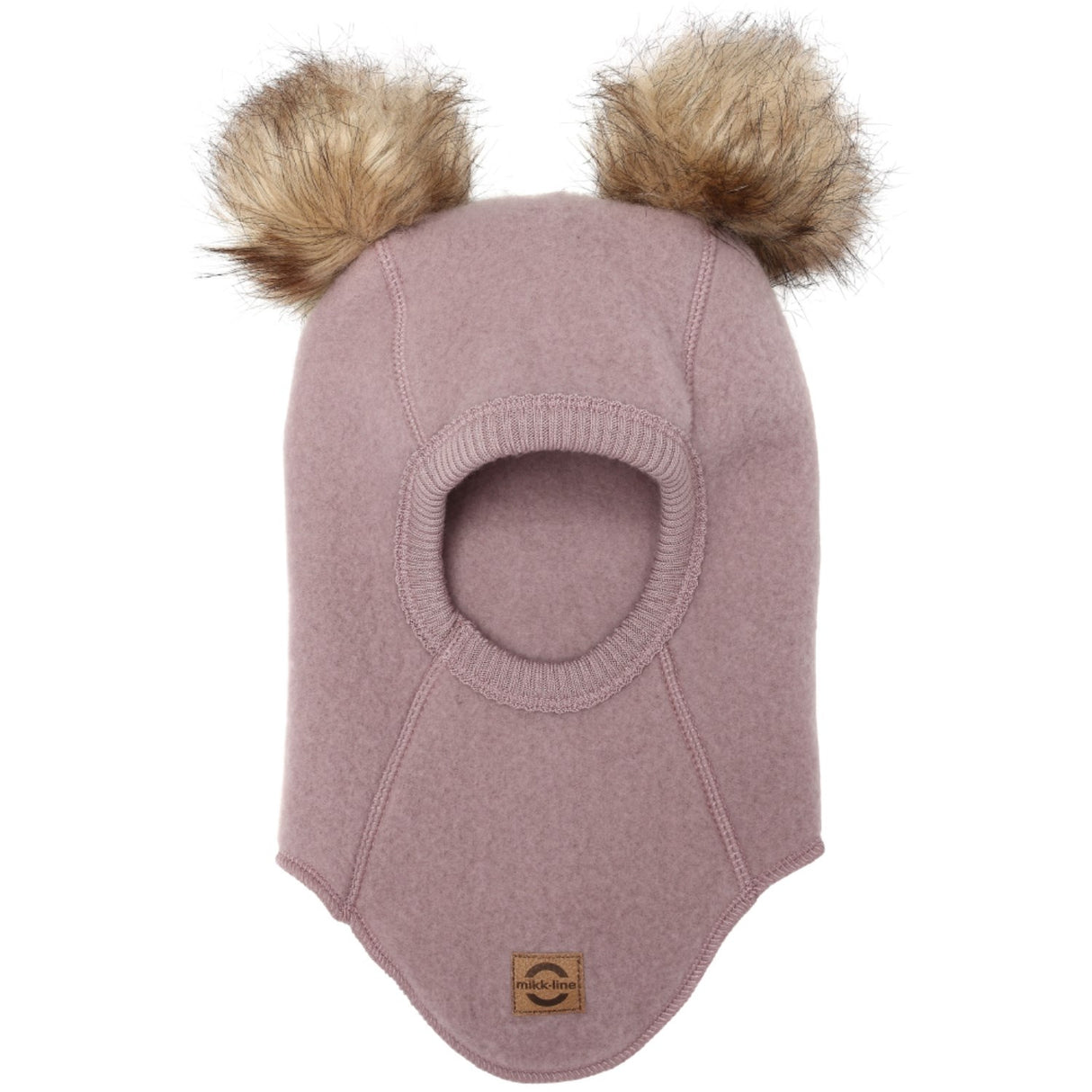 Mikk-Line Twilight Mauve Wool Balaclava with Pom Pom