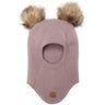 Mikk-Line Twilight Mauve Wool Balaclava with Pom Pom