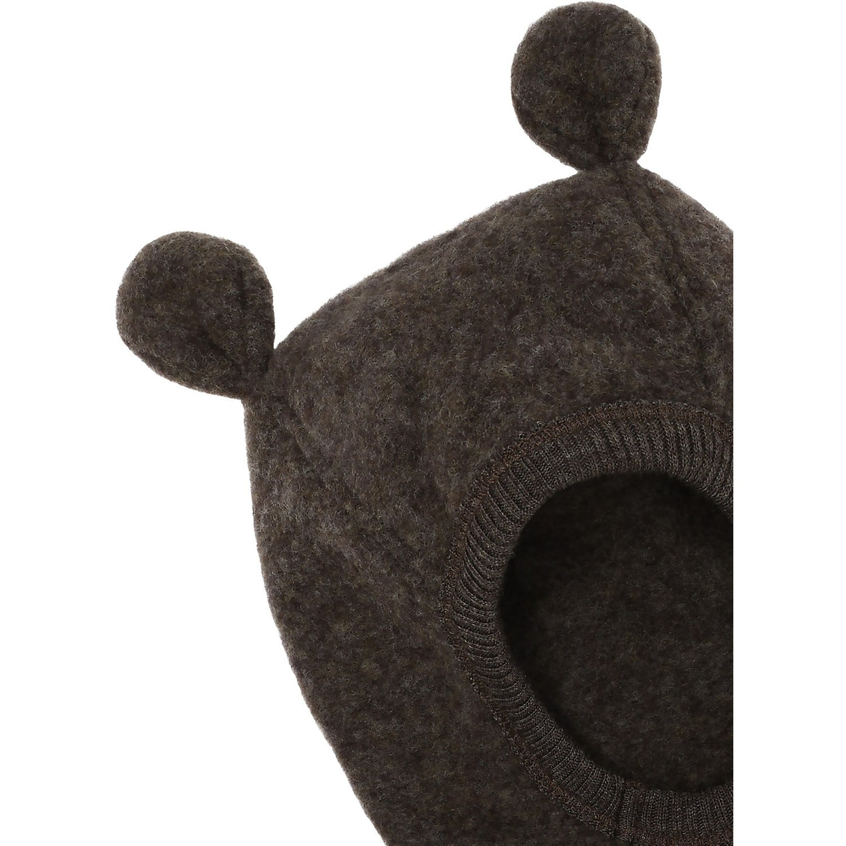 Mikk-Line Dark Brown Melange Wool Balaclava With Ears