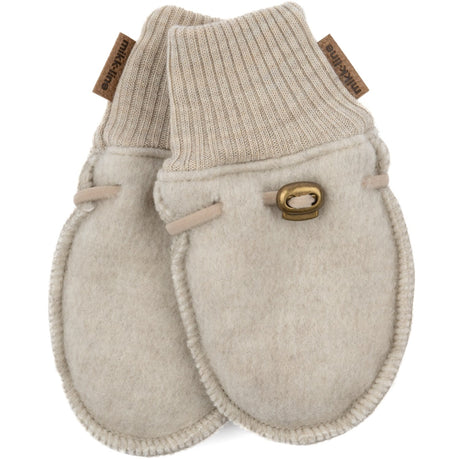 Mikk-Line Wool Mittens Melange Offwhite