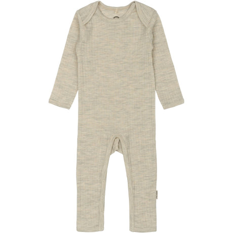 Mikk-Line Melange Offwhite Merino Wool Ls Suit