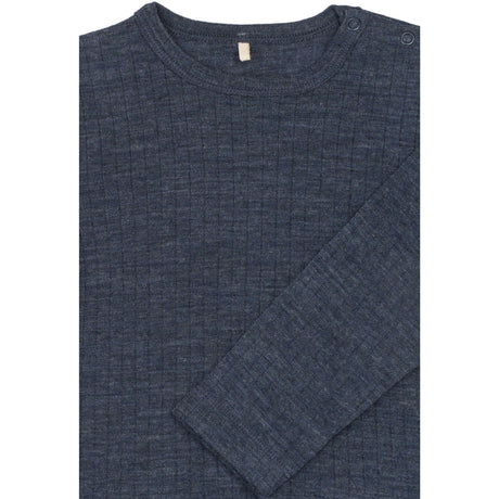 Mikk-Line Melange Blue Nights Merino Wool Ls Top