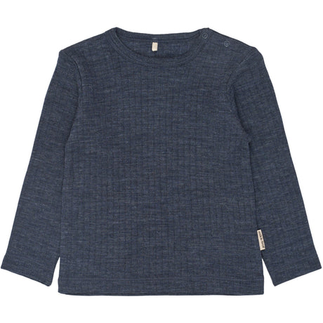 Mikk-Line Melange Blue Nights Merino Wool Ls Top