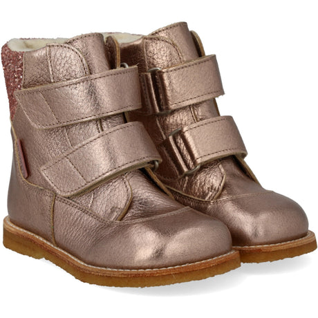 Angulus Rose Copper/Rose Glitter Tex-Støvle With Glitter Og Velcro