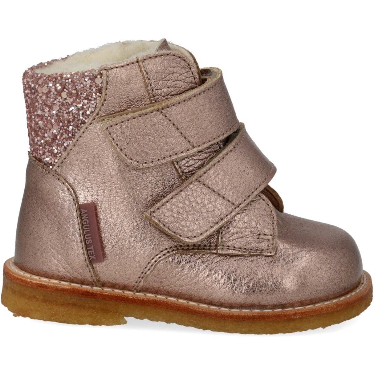 Angulus Rose Copper/Rose Glitter Tex-Støvle With Glitter Og Velcro Closure