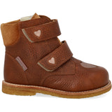 Angulus Cognac/Rose Copper/Cognac Tex-Støvle With Funklende Glitterhjerter