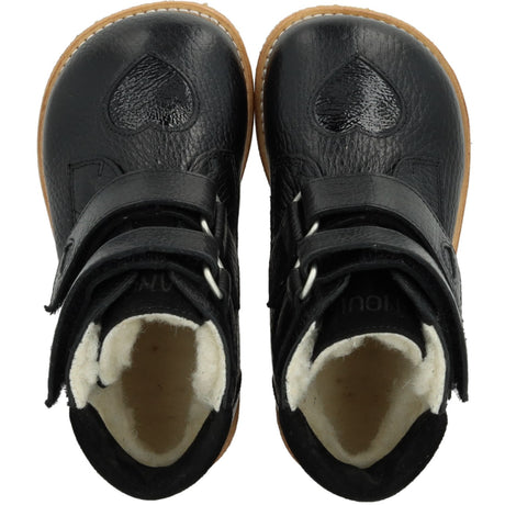 Angulus Black/Black/Black Tex-Støvle With Funklende Glitterhjerter