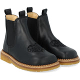 Angulus Black/Black Glitter/Black Elastic Chelsea Boot With Hjerte