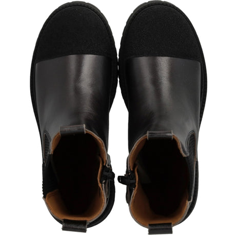 Angulus Black/Black Shine/Black Elastic Chelsea Boot With Tådetalje