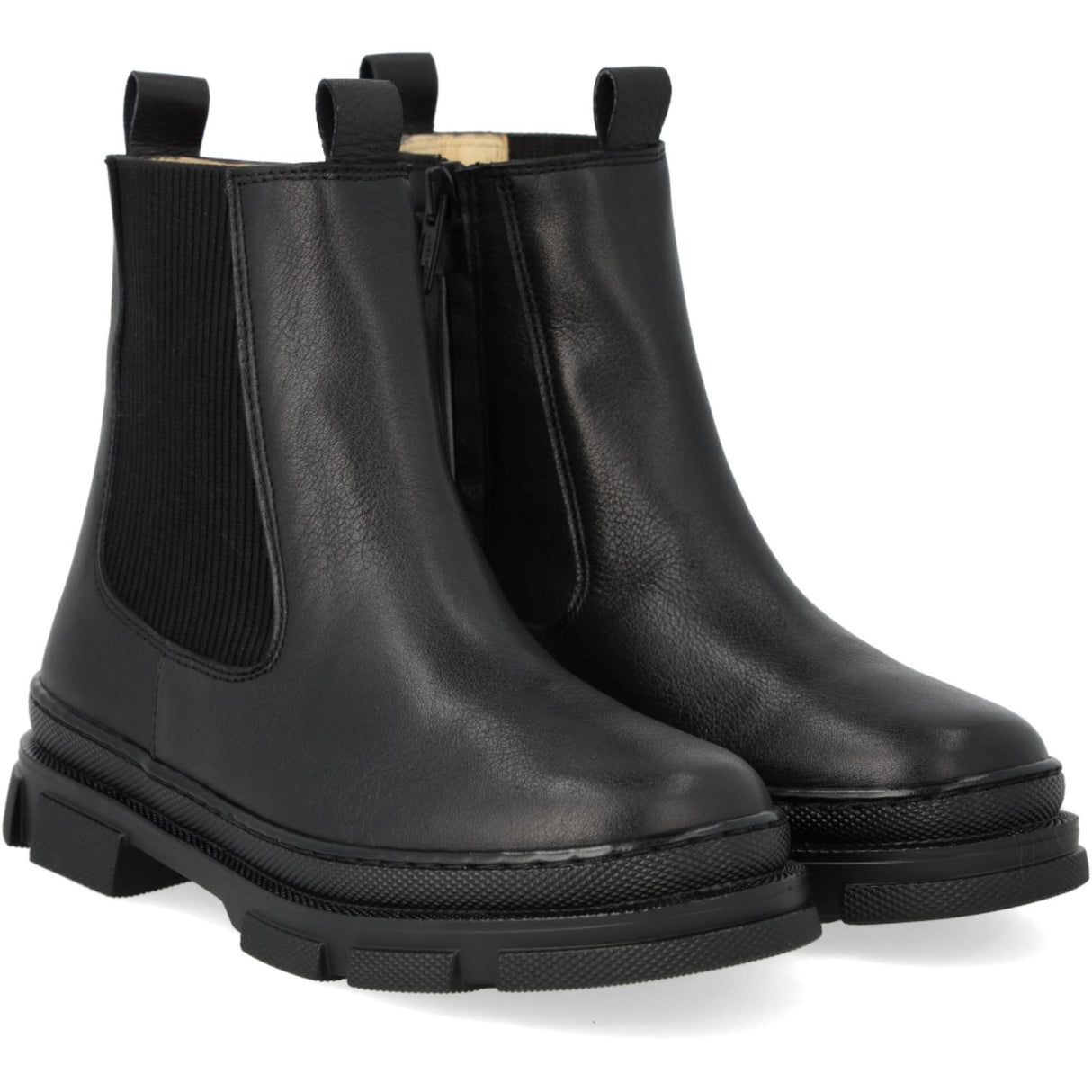 Angulus Black/Black Støvlet With Elastik Og Zipper