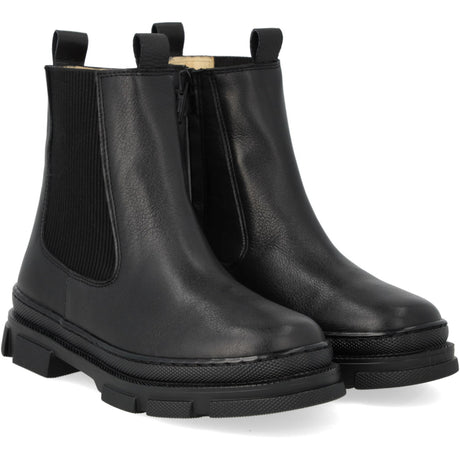 Angulus Black/Black Støvlet With Elastik Og Zipper