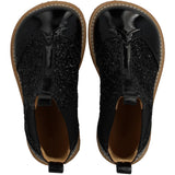 Angulus Black/Black Glitter/Black Elastic Chelsea Boot With Glitter Og Brogues Detaljer
