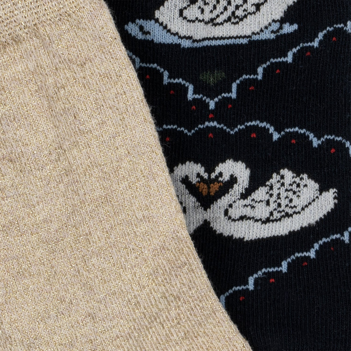 Konges Sløjd Navy/Off White 2 Pack Jacquard Swan Socks