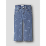 Name It Medium Blue Denim Heart Nmfrose Wide Aop Jeans 4044-On Noos