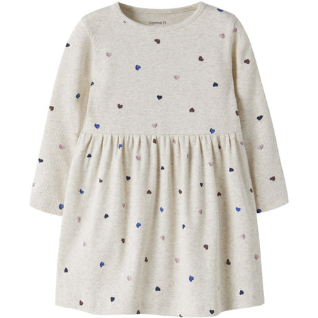Name It Peyote Melange Hearts Nmfnutti Ls Dress Noos