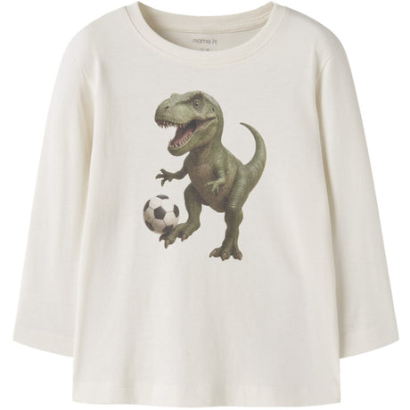 Name It Antique White Dino Football Nmmvoto Ls Nreg Top