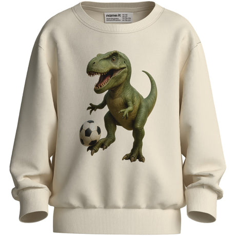 Name It Antique White Dino Football Nmmvoto Ls Nreg Sweat Unb