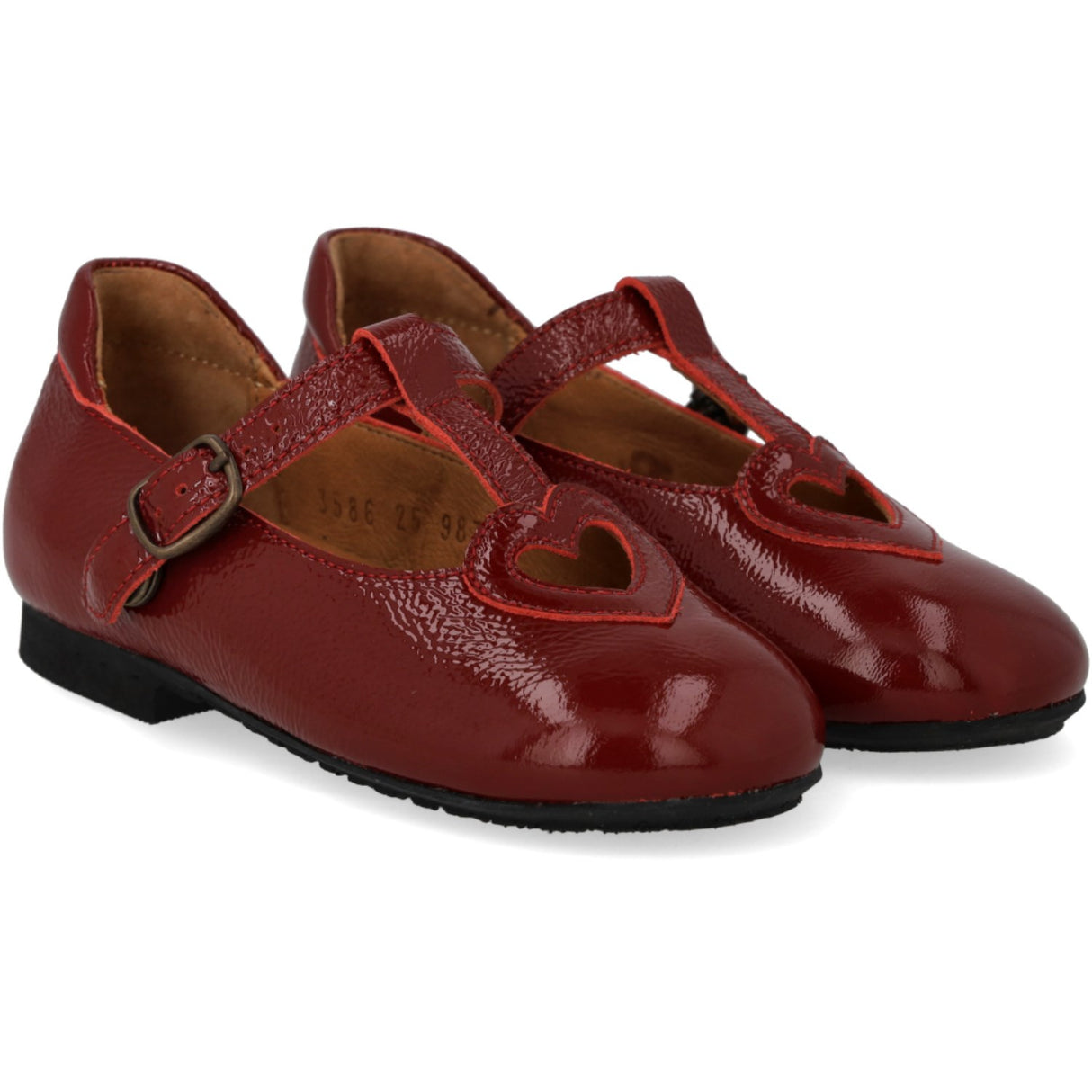 Angulus Cranberry T-Bar Ballerina With Cut-Out Hjerte