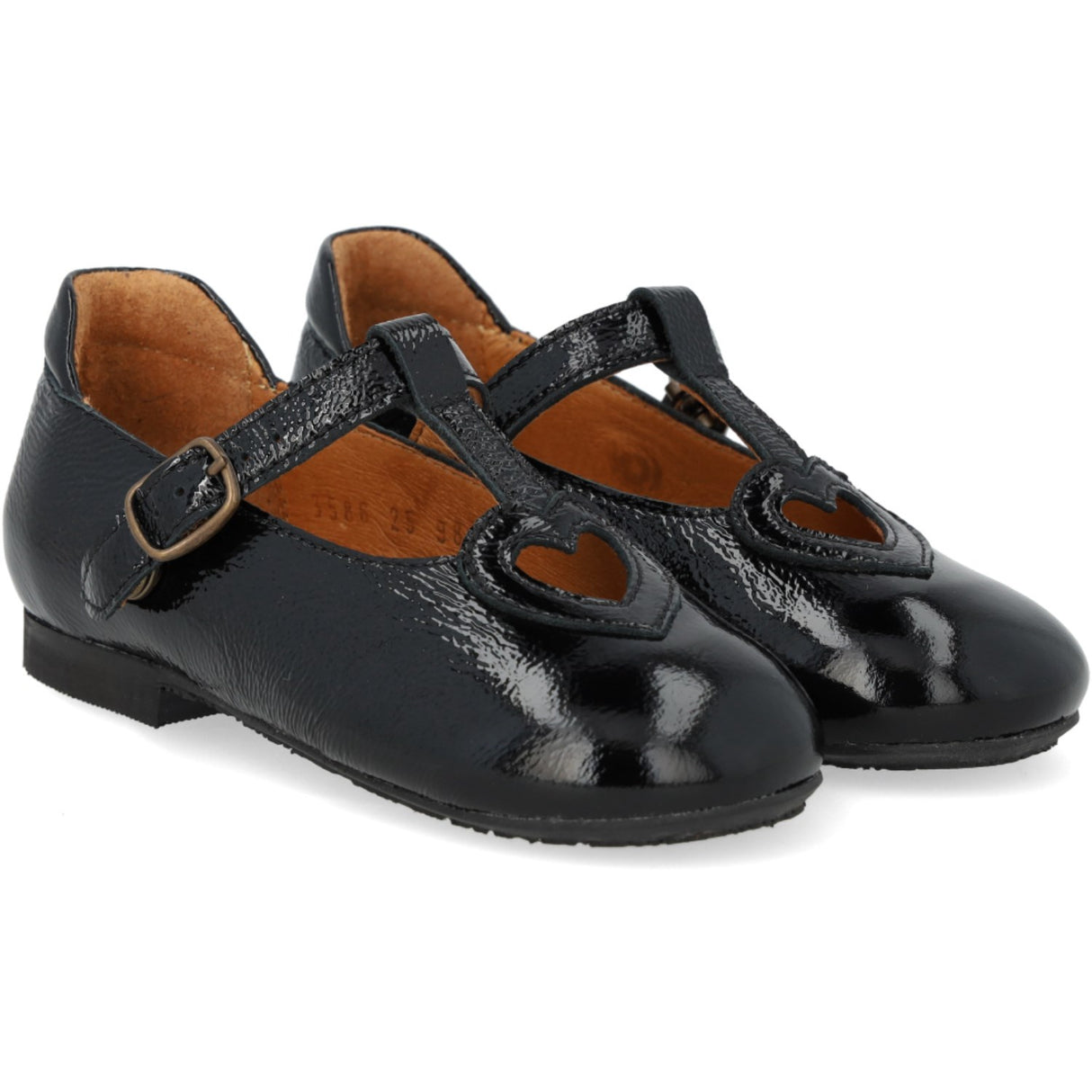 Angulus Black T-Bar Ballerina With Cut-Out Hjerte