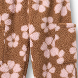 Wheat Warm Hazel Flowers Fleece Pants Suun