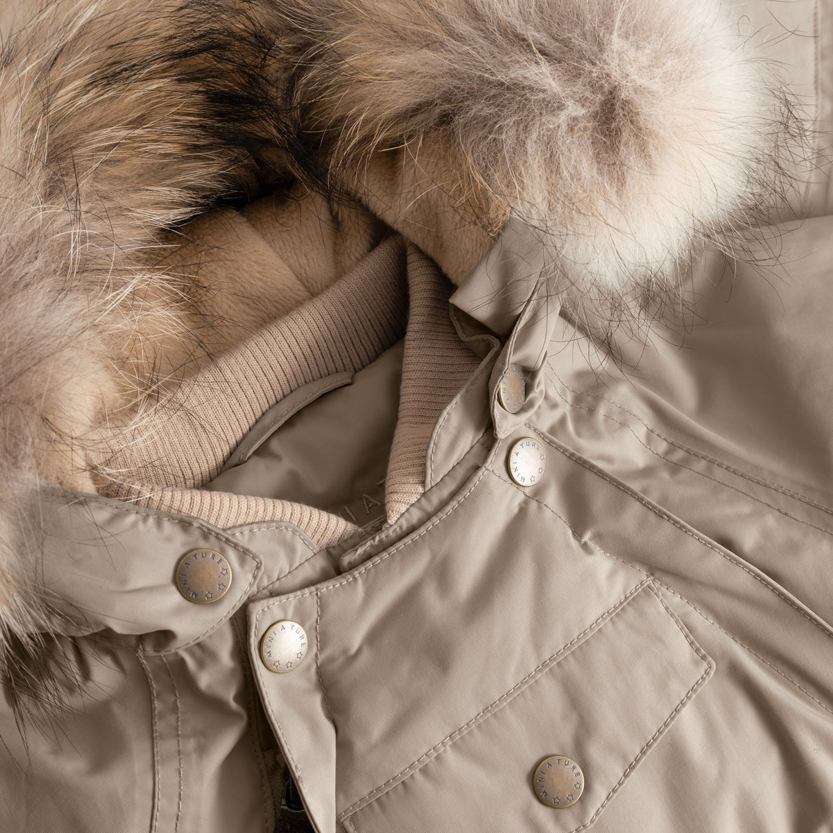 Mini A Ture Grey Brown Matwisti Fleece Lined Snowsuit Fur. Grs