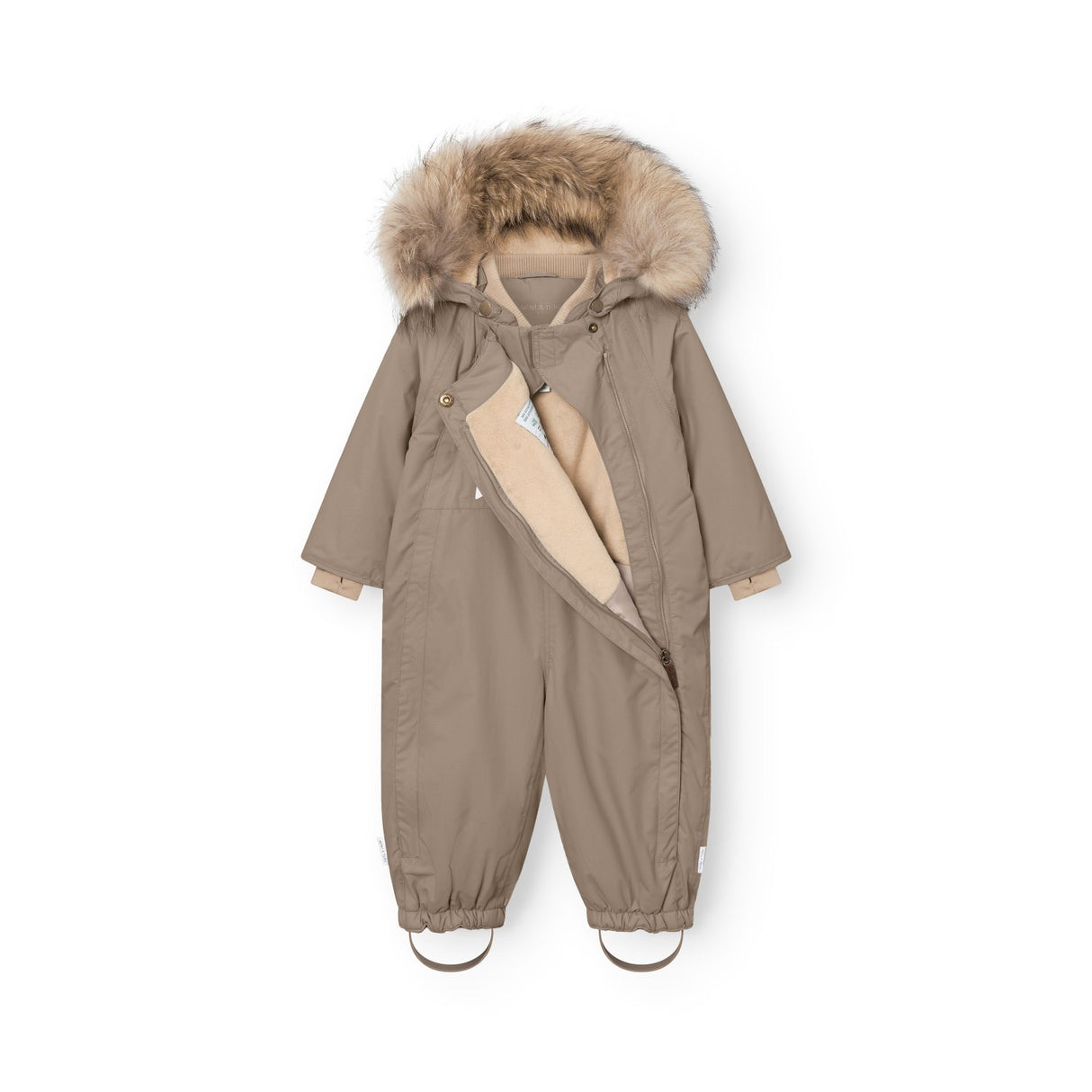 Mini A Ture Grey Brown Matwisti Fleece Lined Snowsuit Fur. Grs