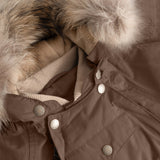 Mini A Ture Chestnut Brown Matwisti Fleece Lined Snowsuit Fur. Grs