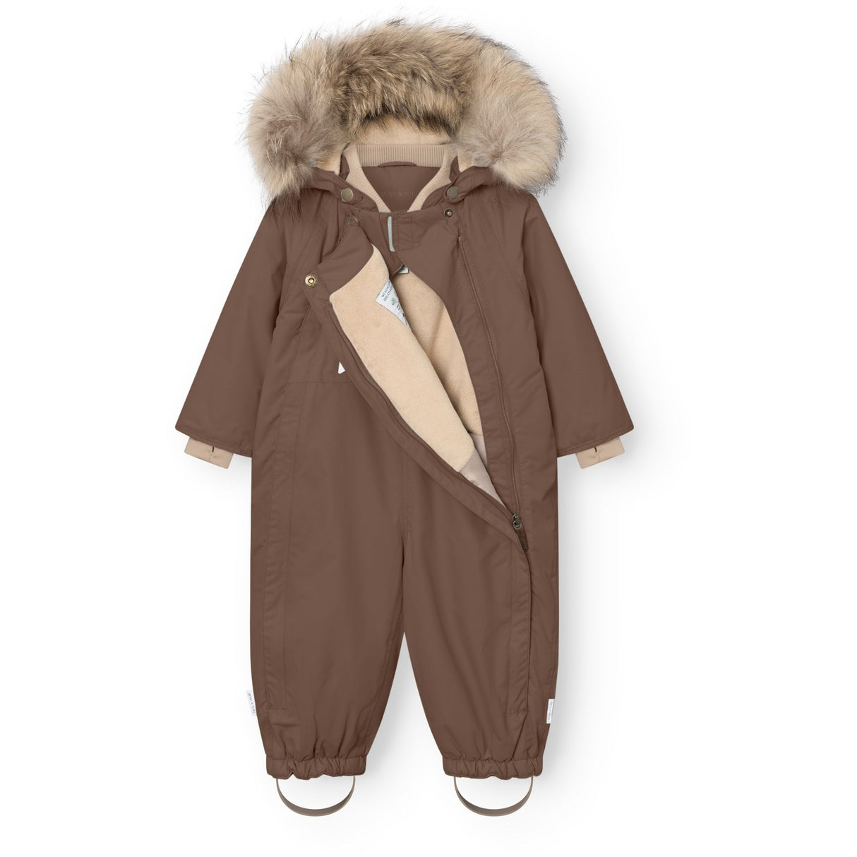 Mini A Ture Chestnut Brown Matwisti Fleece Lined Snowsuit Fur. Grs