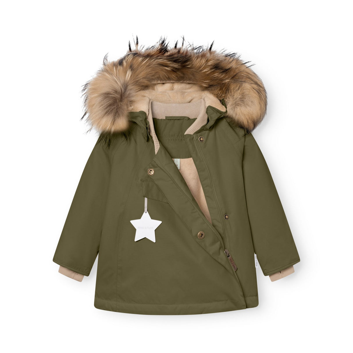 Mini A Ture Kalamata Green Matwang Fleece Lined Winter Jacket Fur. Grs