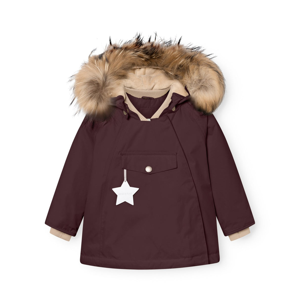 Mini A Ture Fudge Aubergine Matwang Fleece Lined Winter Jacket Fur. Grs