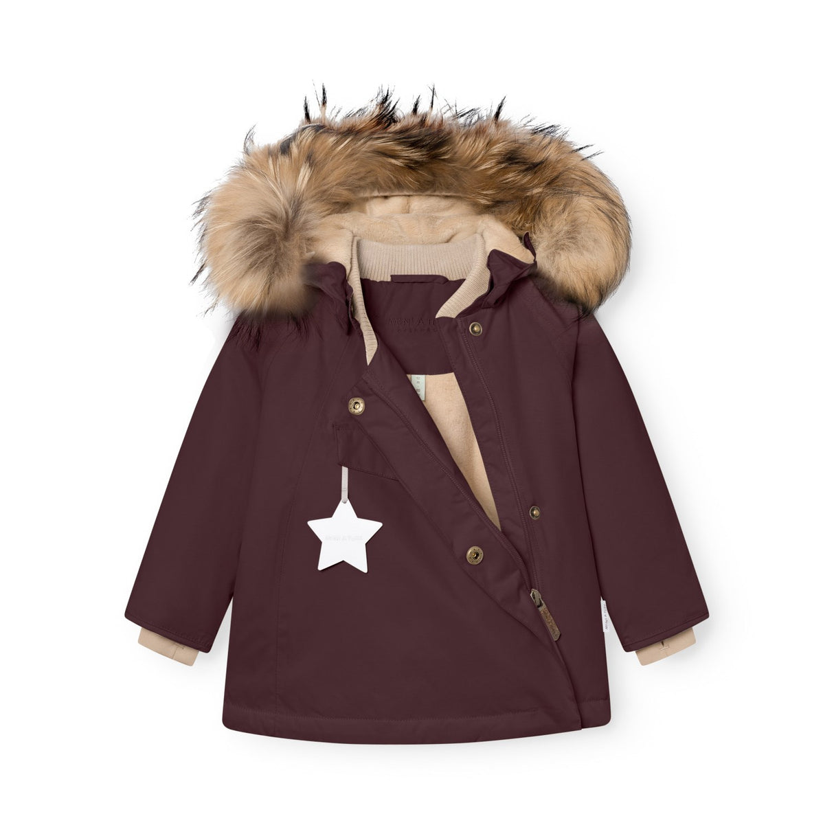 Mini A Ture Fudge Aubergine Matwang Fleece Lined Winter Jacket Fur. Grs