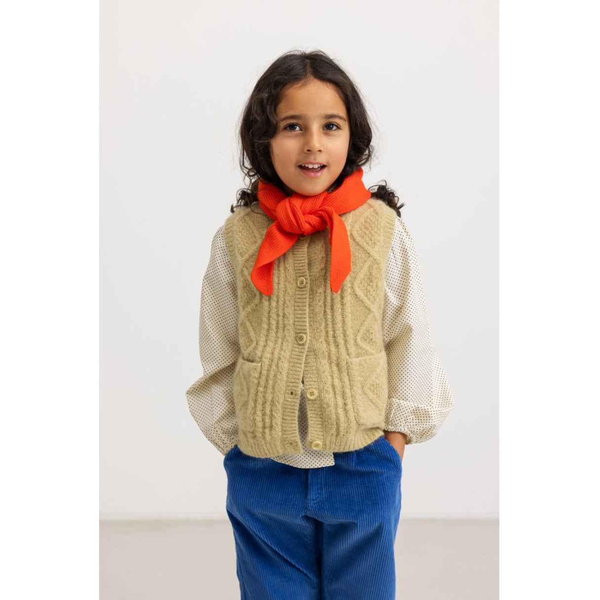 MarMar Cotton Knit Fisherman Grapefruit Arko Knitted Scarf