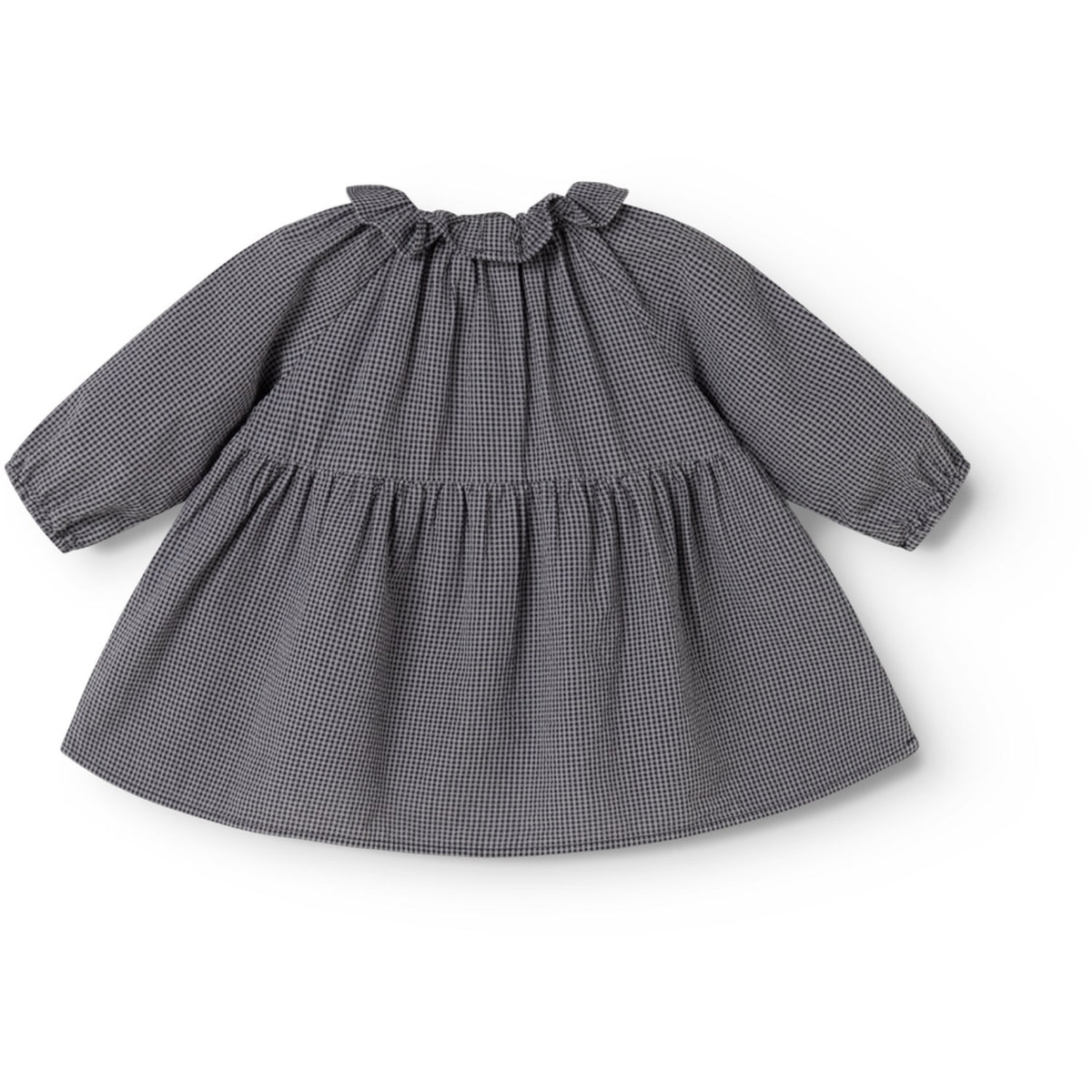 MarMar Cotton Seersucker Pigeon Blue Check Dawson Frill Dress