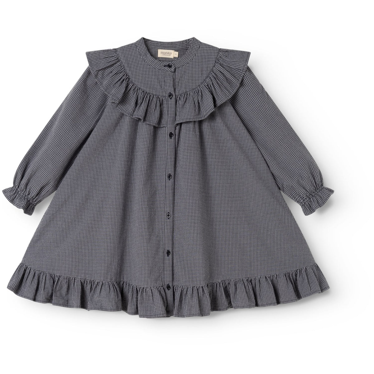 MarMar Cotton Seersucker Pigeon Blue Check Dalina Dress