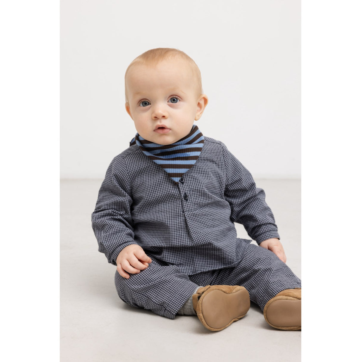 MarMar Cotton Seersucker Pigeon Blue Check Panto Pants