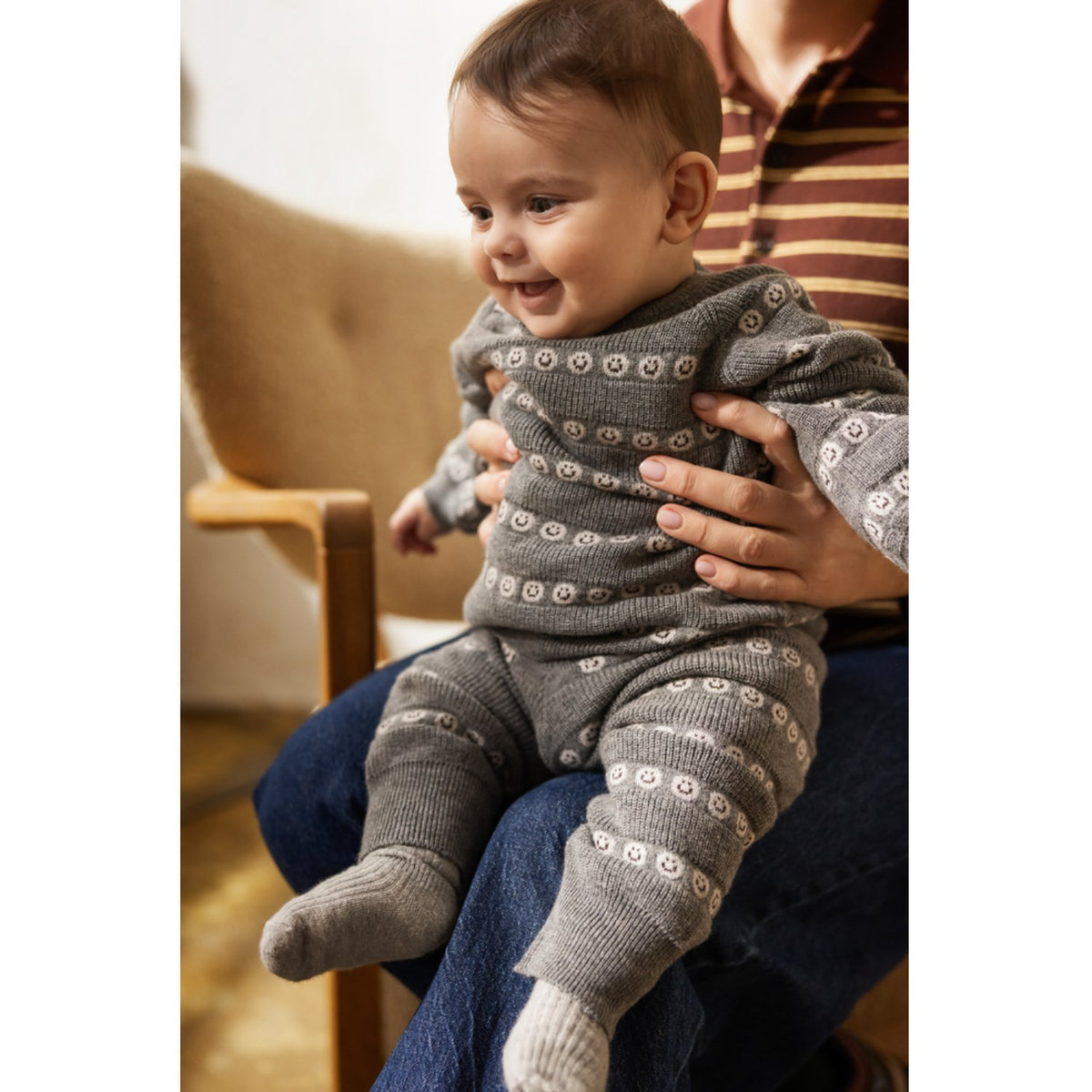 MarMar Light Cotton Wool Pattern Creamy Smiles Penn Knitted Pants