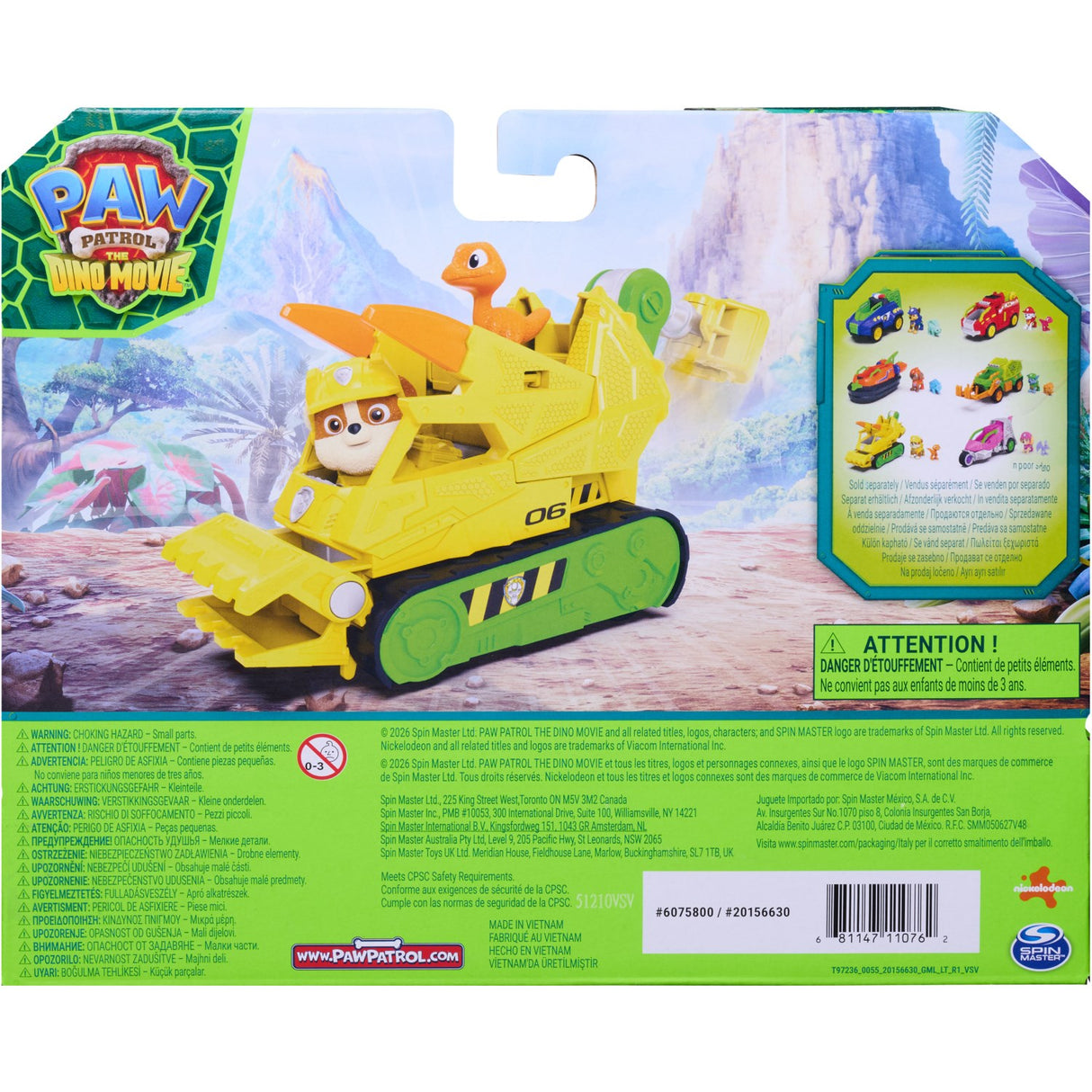 Paw Patrol Movie 3 Dino Tema Køretøj Rubble