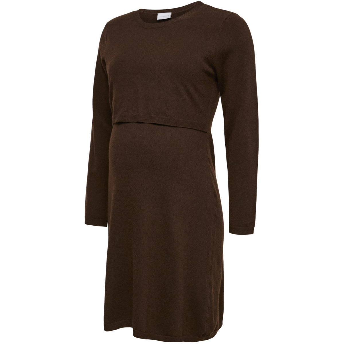 Mama;licious Chocolate Torte Mlmari Solid June Ls Knit Dres 2F