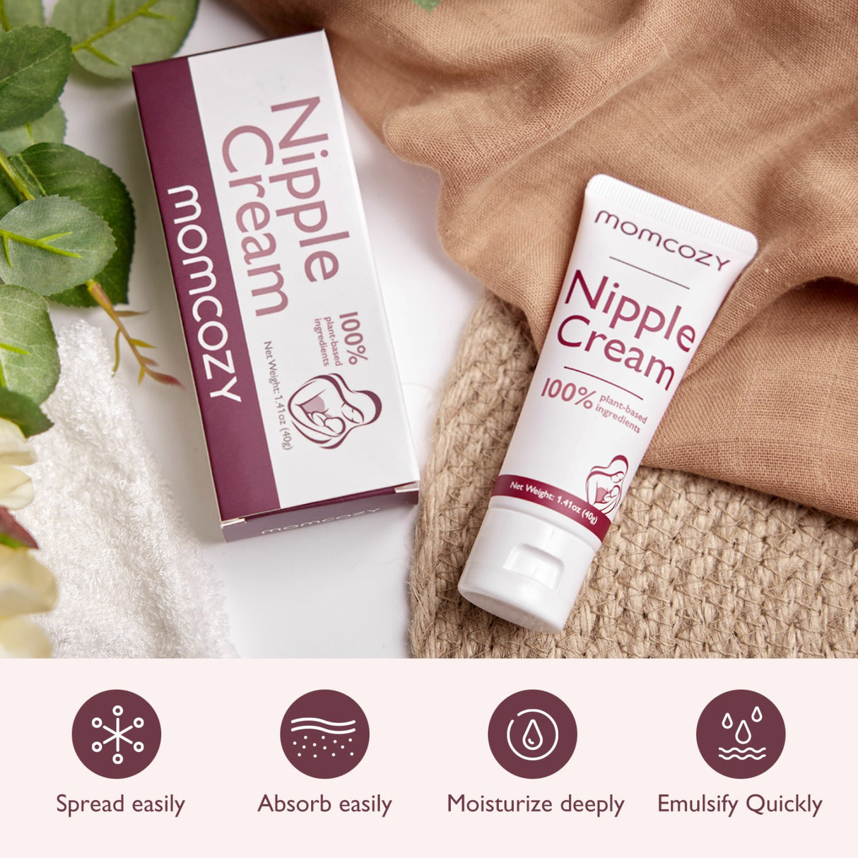 Momcozy 100% Natural Nipple Cream, Vegan Lanolin-free Nipple Butter