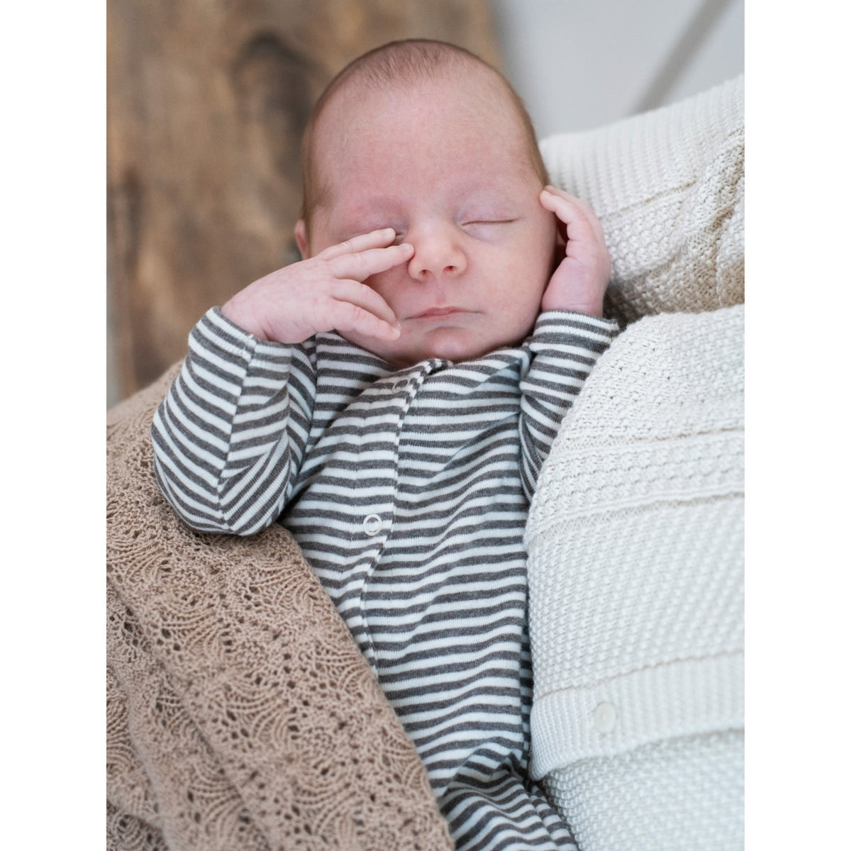 Serendipity Soil/Offwhite Newborn Stripe Suit