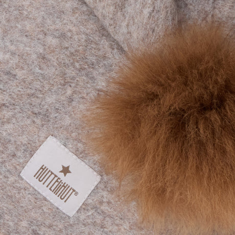 Huttelihut Camel Melange Balaclava Wool Alpaca Pompoms