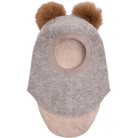 Huttelihut Camel Melange Balaclava Wool Alpaca Pompoms