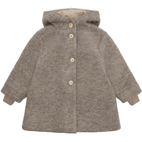 Huttelihut Camel Melange Coat Hood Wool W. Lining