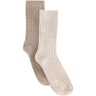 Huttelihut Camel Melange Wool Rib Socks 2-Pack